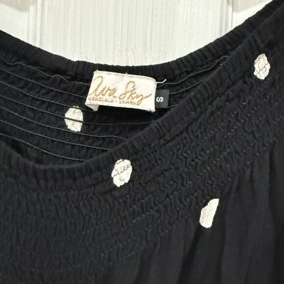 Ava Sky black white dot off the shoulder romper garcia sz S - Picture 4 of 4